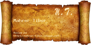 Mahrer Tibor névjegykártya